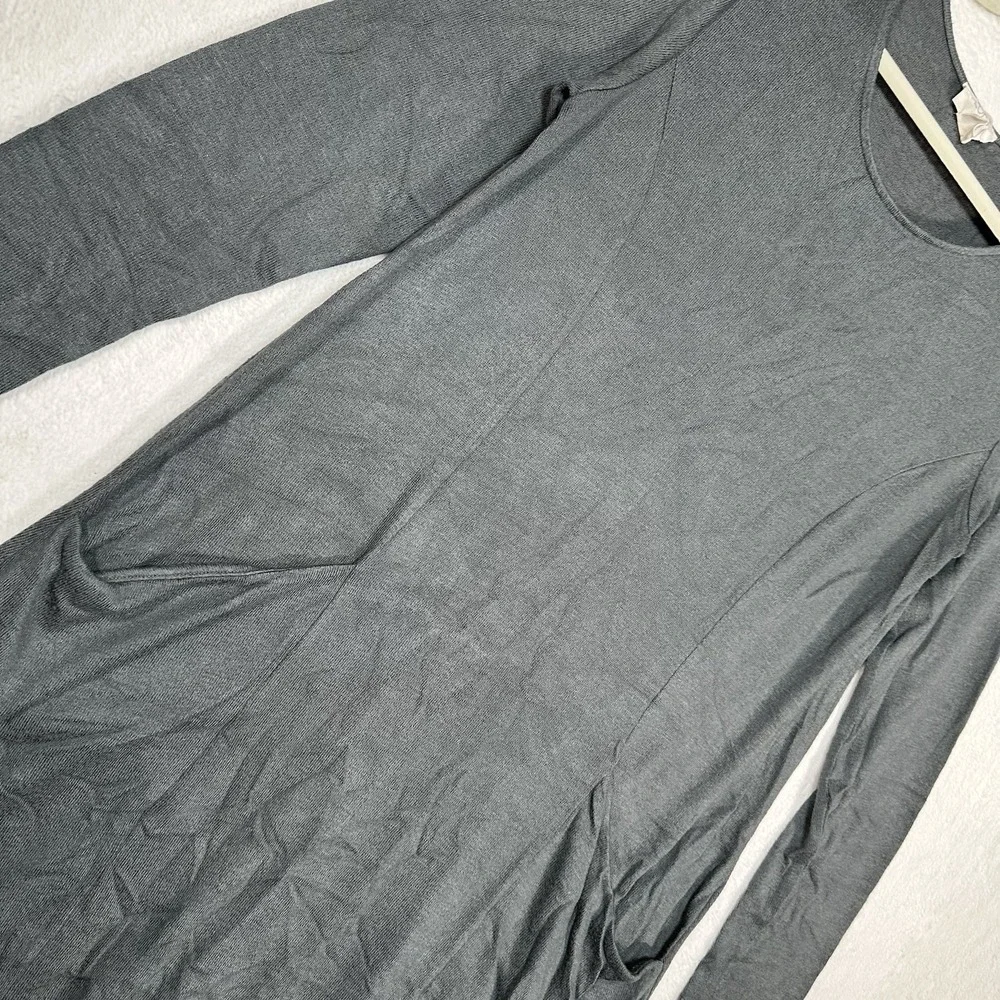 LOFT‎ Outlet Lounge Dress M Charcoal Gray Soft Knit Long Sleeve With Pockets